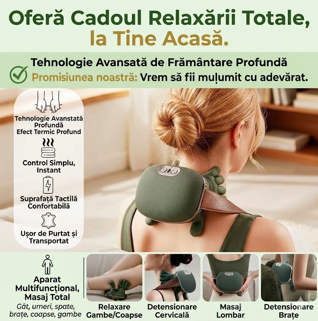 Masaj Shiatsu Cervical cu Căldură — Gât, Umeri, Spate, Gambe