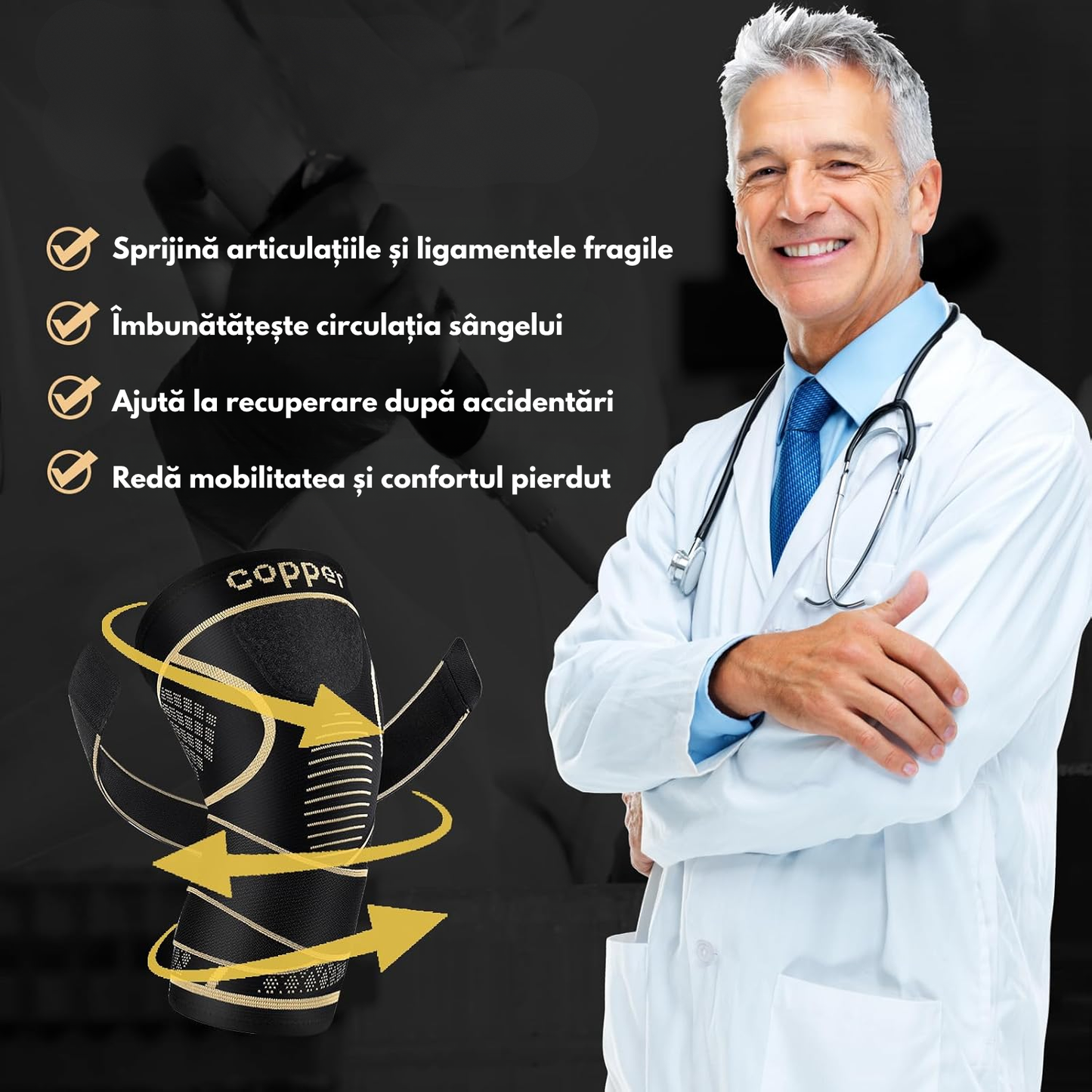 GENUNCHIERĂ DE COMPRESIE CU FIBRĂ DE CUPRU
