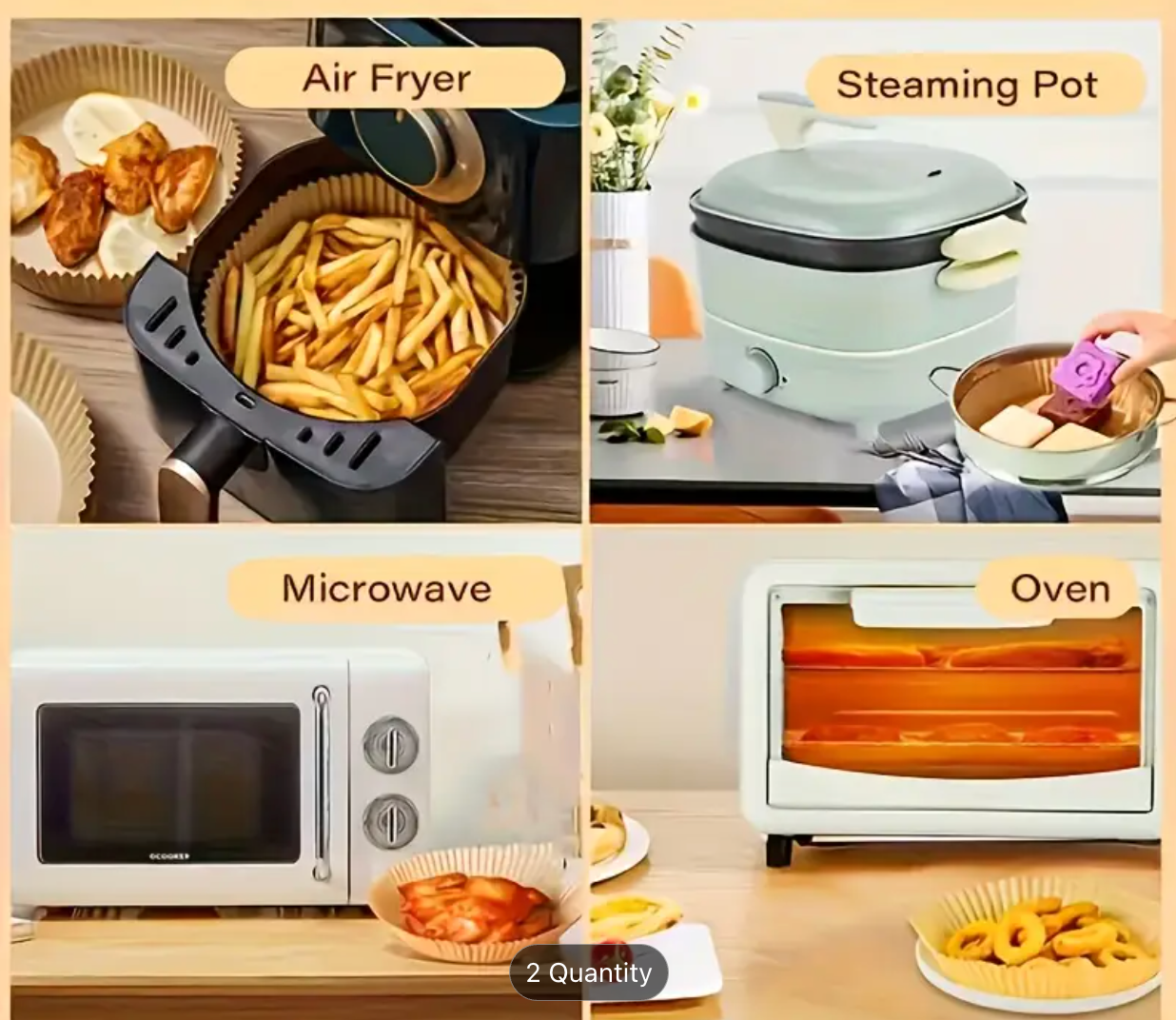 2 SETURI X 50 HÂRTII AIR FRYER ROTUNDE