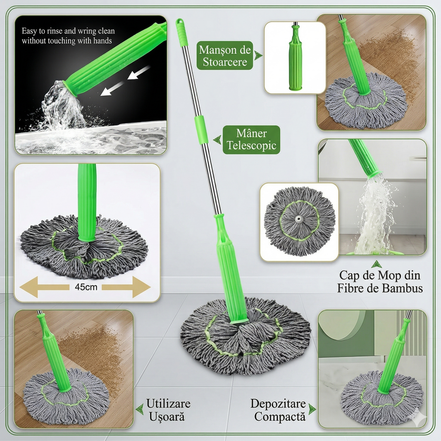 1+1 Gratis Mop Magic pentru Curățenie Ușoară