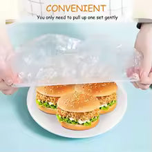 SET 100 PUNGI ALIMENTARE ELASTICE, TRANSPARENTE 1 + 1 GRATIS