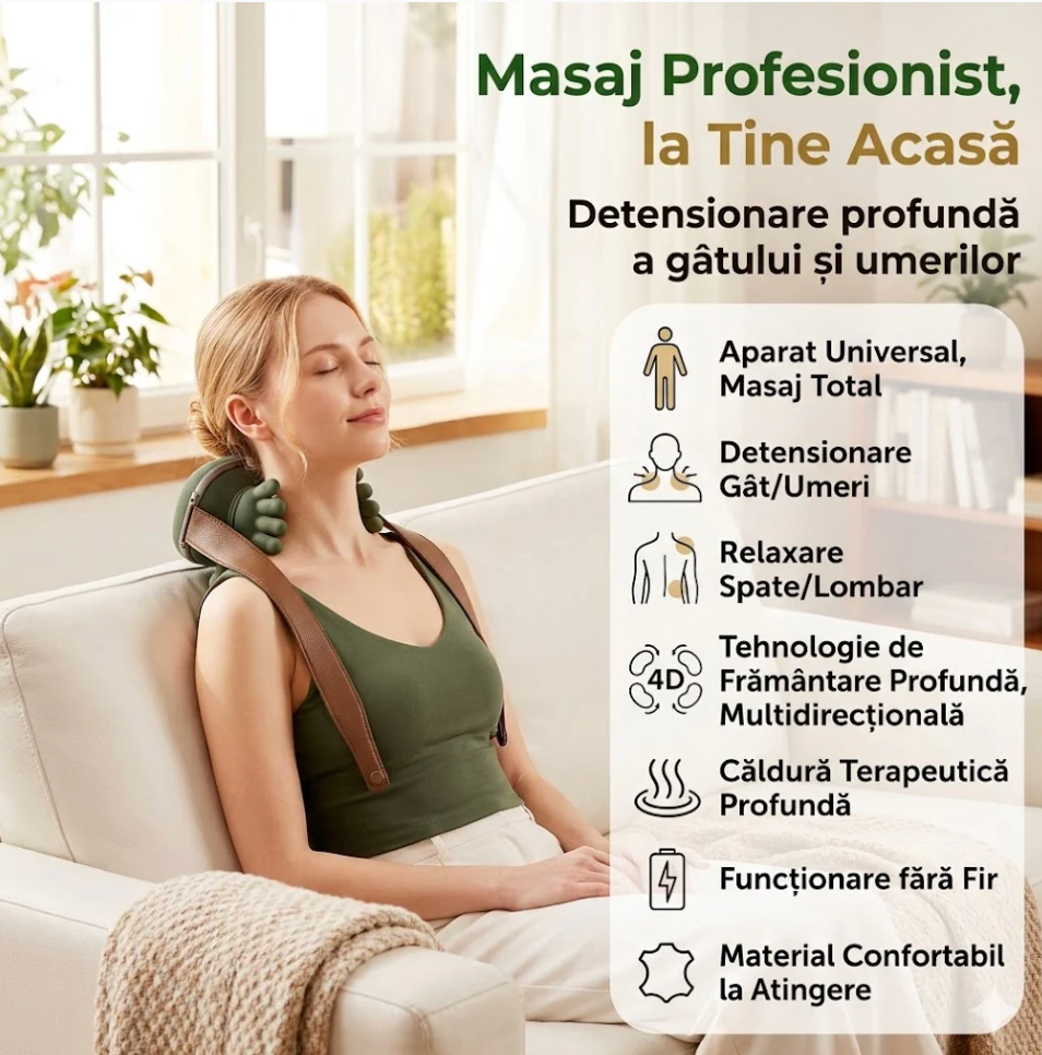 Masaj Shiatsu Cervical cu Căldură — Gât, Umeri, Spate, Gambe