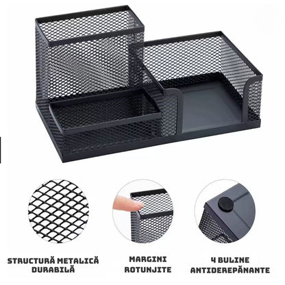 ORGANIZATOR METALIC BIROU 3 COMPARTIMENTE 1+1 CADOU