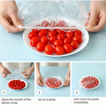 SET 100 PUNGI ALIMENTARE ELASTICE, TRANSPARENTE 1 + 1 GRATIS
