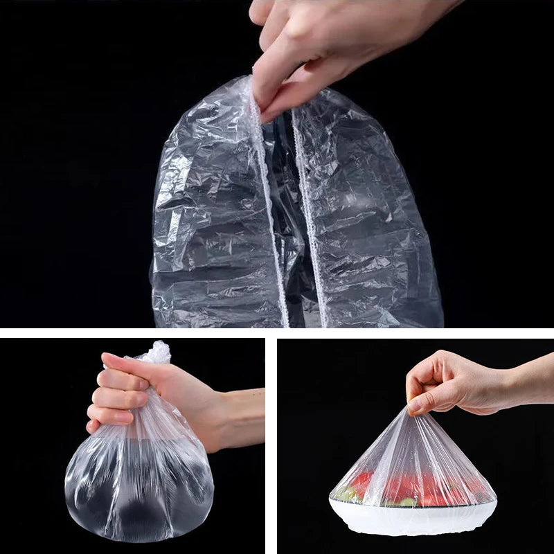 SET 100 PUNGI ALIMENTARE ELASTICE, TRANSPARENTE 1 + 1 GRATIS